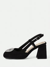 High-Heeled Solid Color Open Back Chunky Heel Shoes